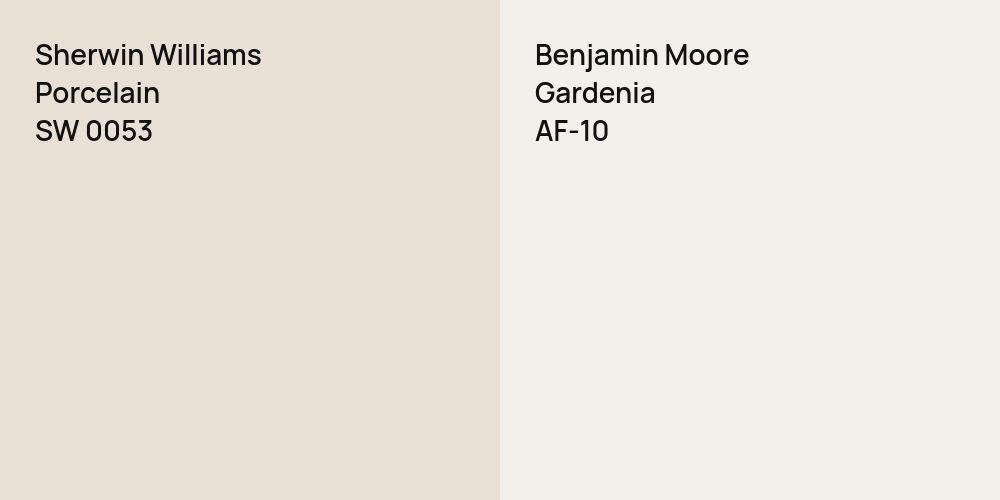 Sherwin Williams Porcelain vs. Benjamin Moore Gardenia