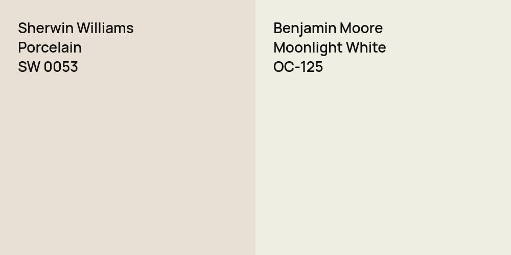 Sherwin Williams Porcelain vs. Benjamin Moore Moonlight White