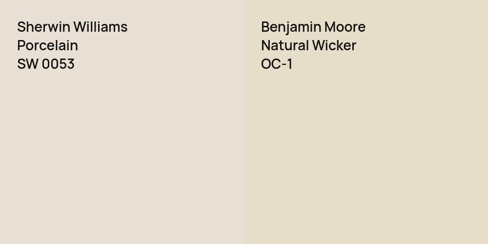 Sherwin Williams Porcelain vs. Benjamin Moore Natural Wicker