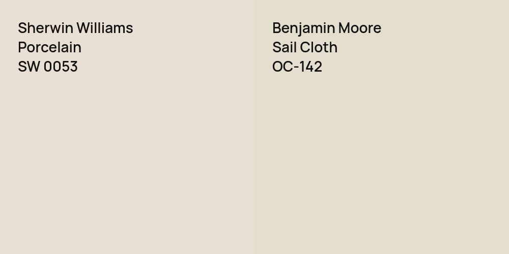 Sherwin Williams Porcelain vs. Benjamin Moore Sail Cloth