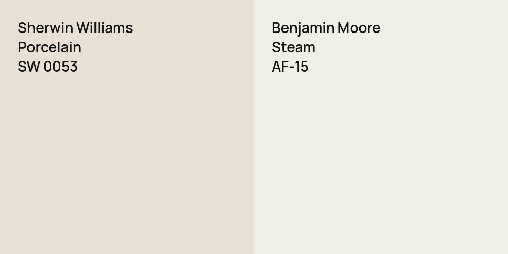 Sherwin Williams Porcelain vs. Benjamin Moore Steam