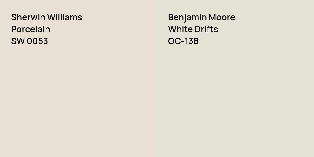 Sherwin Williams Porcelain vs. Benjamin Moore White Drifts