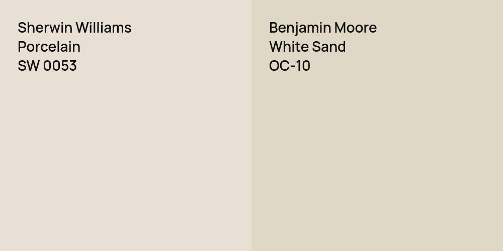 Sherwin Williams Porcelain vs. Benjamin Moore White Sand