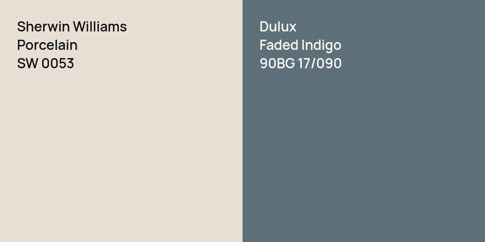 Sherwin Williams Porcelain vs. Dulux Faded Indigo