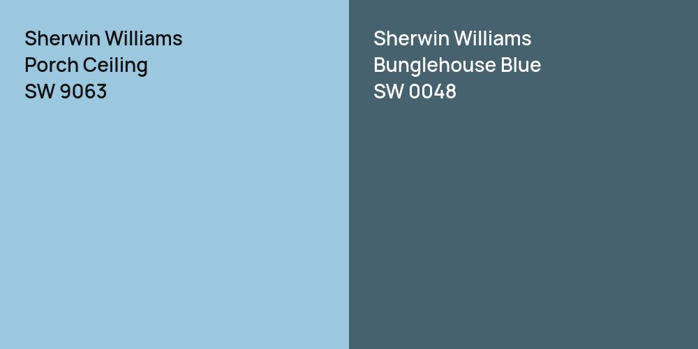 Sherwin Williams Porch Ceiling vs. Sherwin Williams Bunglehouse Blue