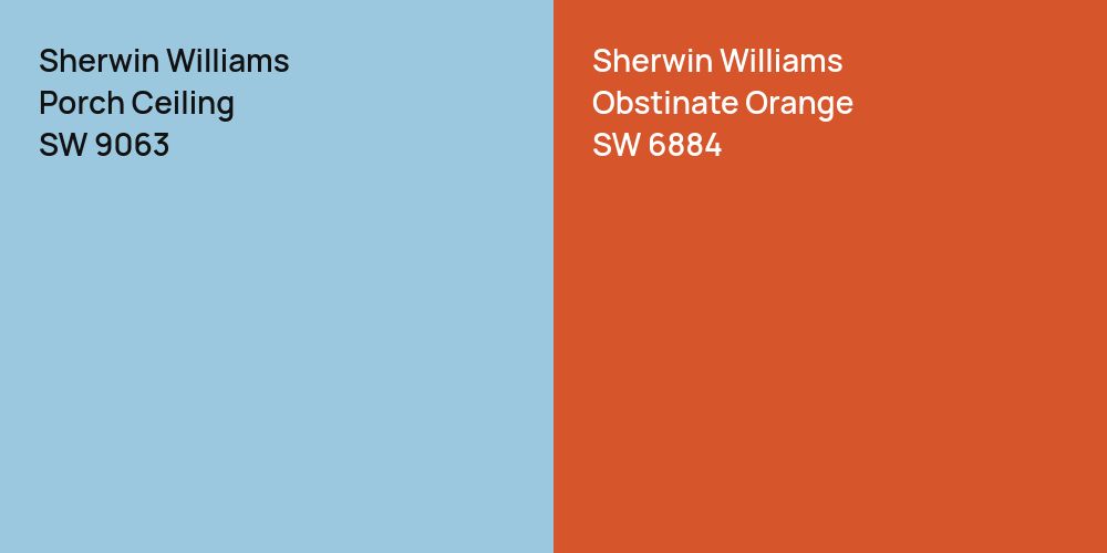 Sherwin Williams Porch Ceiling vs. Sherwin Williams Obstinate Orange