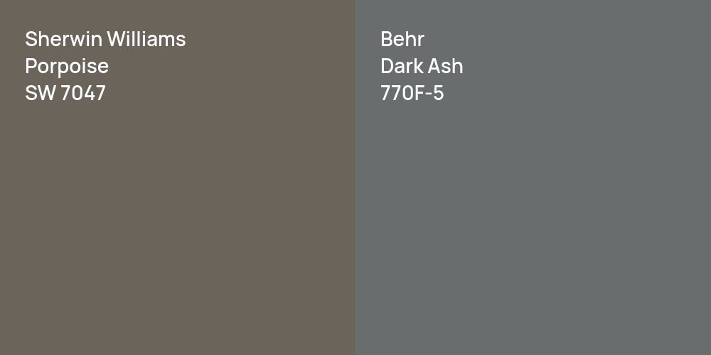 Sherwin Williams Porpoise vs. Behr Dark Ash