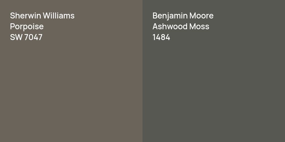 Sherwin Williams Porpoise vs. Benjamin Moore Ashwood Moss