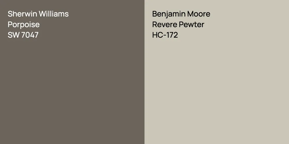 Sherwin Williams Porpoise vs. Benjamin Moore Revere Pewter