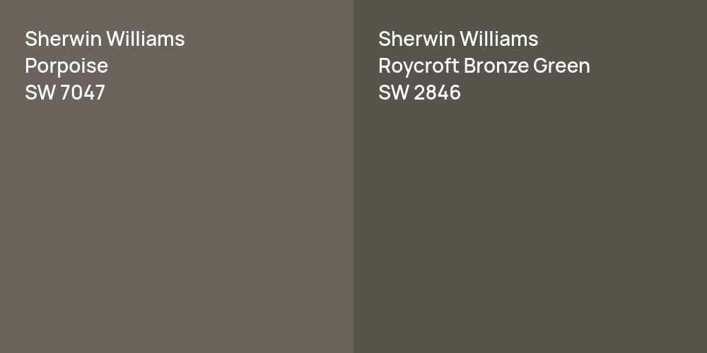 Sherwin Williams Porpoise vs. Sherwin Williams Roycroft Bronze Green