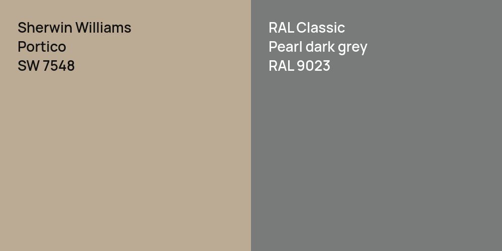 Sherwin Williams Portico vs. RAL Classic Pearl dark grey