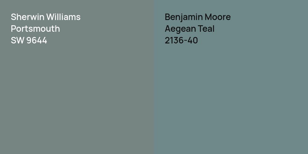 Sherwin Williams Portsmouth vs. Benjamin Moore Aegean Teal