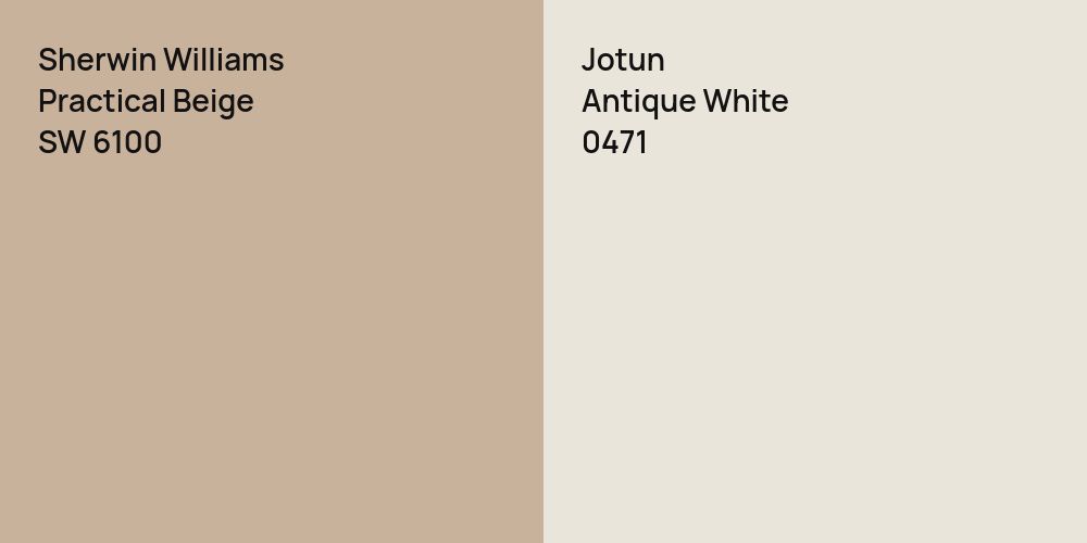 Sherwin Williams Practical Beige vs. Jotun Antique White