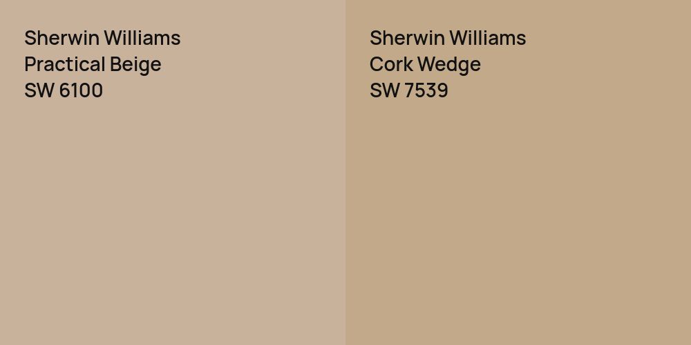 Sherwin Williams Practical Beige vs. Sherwin Williams Cork Wedge