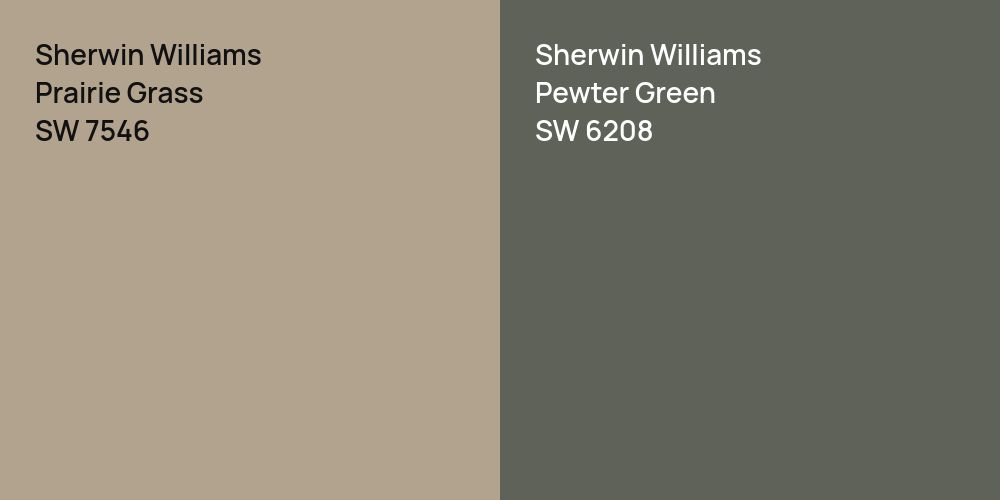 Sherwin Williams Prairie Grass vs. Sherwin Williams Pewter Green