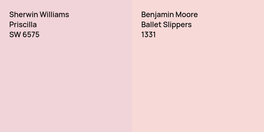 Sherwin Williams Priscilla vs. Benjamin Moore Ballet Slippers