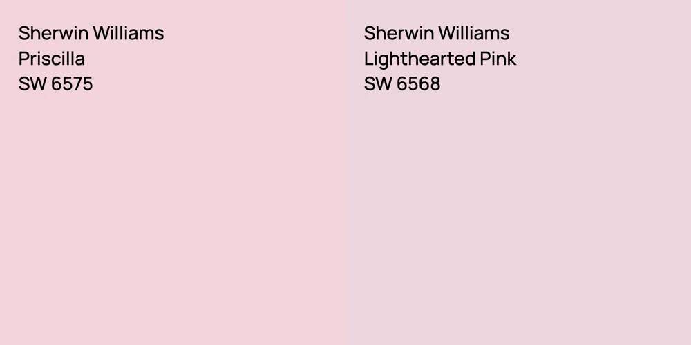 Sherwin Williams Priscilla vs. Sherwin Williams Lighthearted Pink