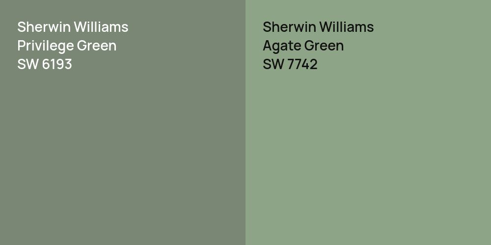 Sherwin Williams Privilege Green vs. Sherwin Williams Agate Green