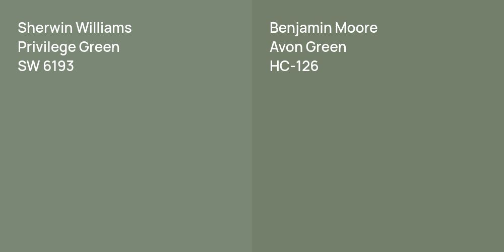 Sherwin Williams Privilege Green vs. Benjamin Moore Avon Green