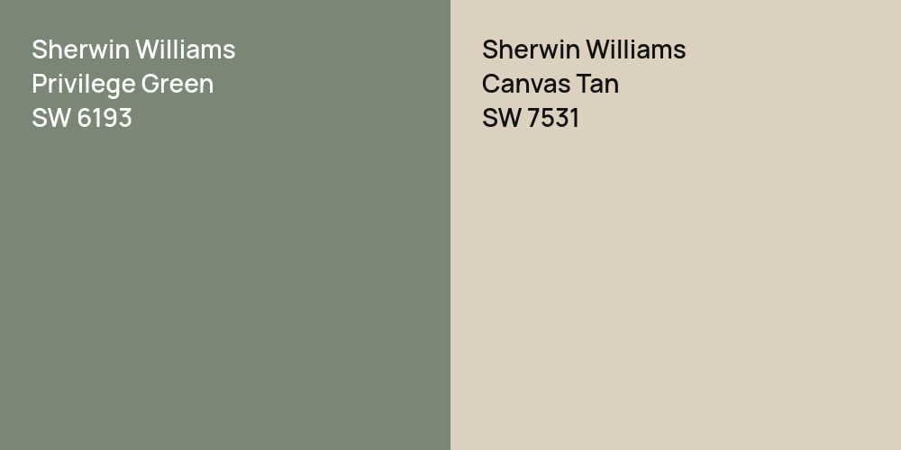 Sherwin Williams Privilege Green vs. Sherwin Williams Canvas Tan