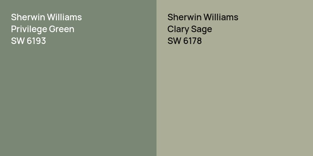 Sherwin Williams Privilege Green vs. Sherwin Williams Clary Sage