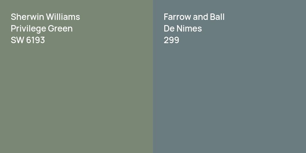 Sherwin Williams Privilege Green vs. Farrow and Ball De Nimes