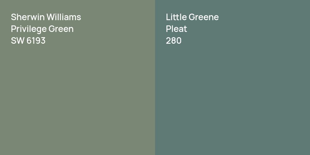 Sherwin Williams Privilege Green vs. Little Greene Pleat