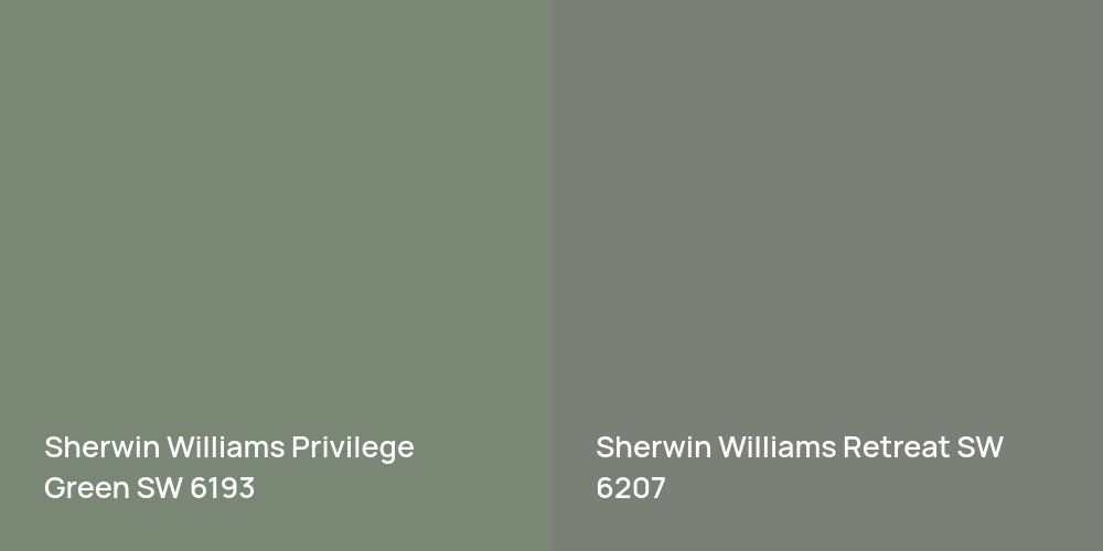 Sherwin Williams Privilege Green vs. Sherwin Williams Retreat