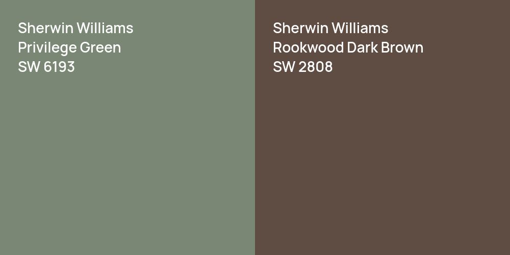 Sherwin Williams Privilege Green vs. Sherwin Williams Rookwood Dark Brown