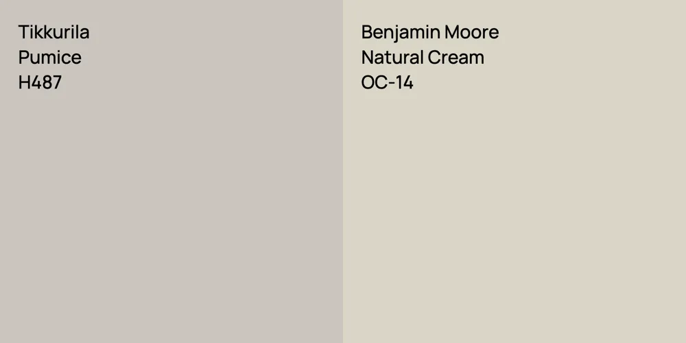 Tikkurila Pumice vs. Benjamin Moore Natural Cream comparison