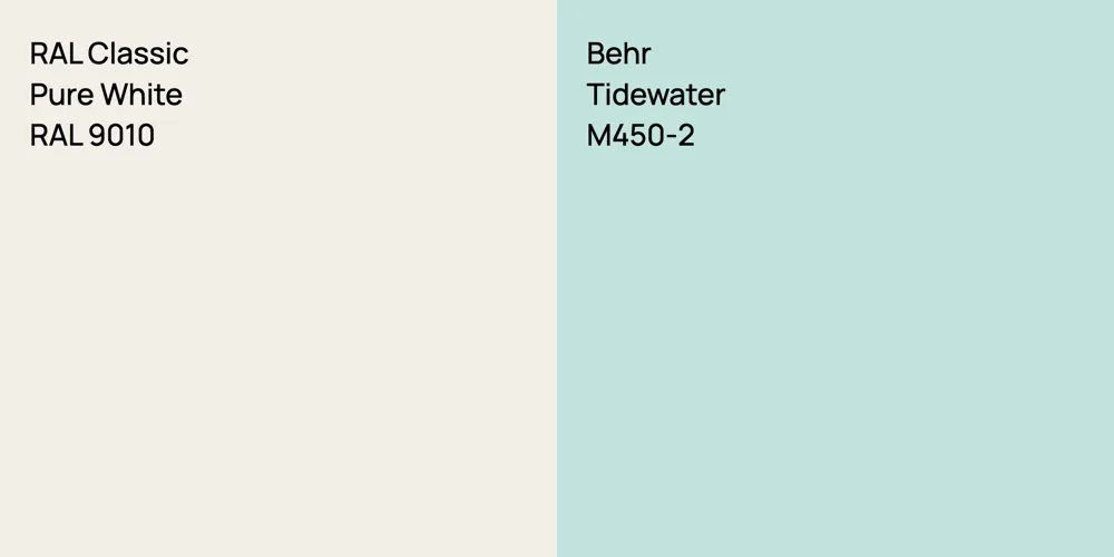 RAL Classic Pure White vs. Behr Tidewater