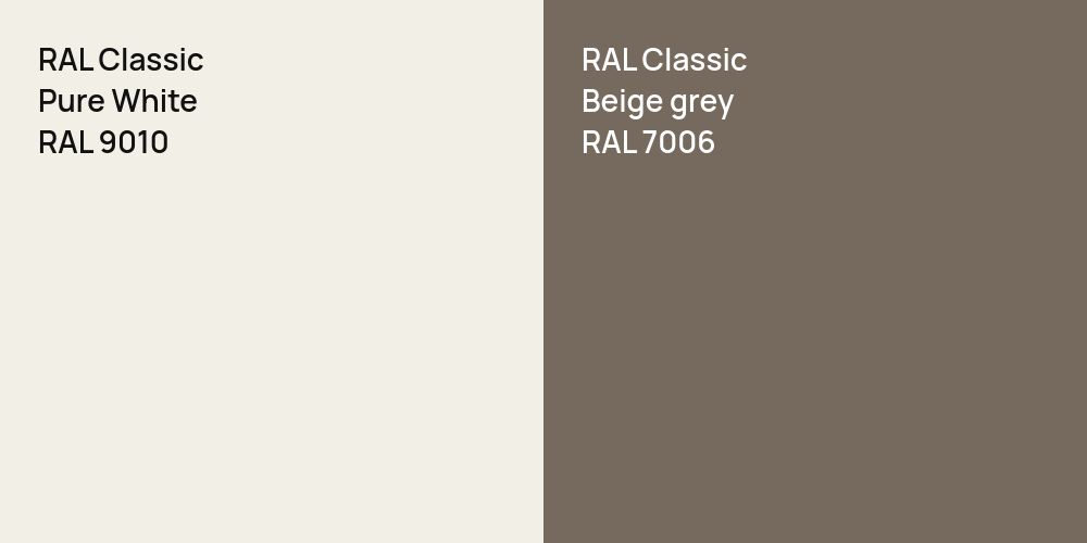 RAL Classic Pure White vs. RAL Classic  Beige grey