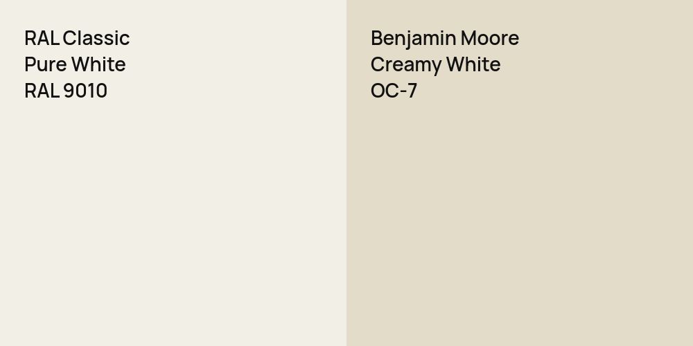 RAL Classic Pure White vs. Benjamin Moore Creamy White