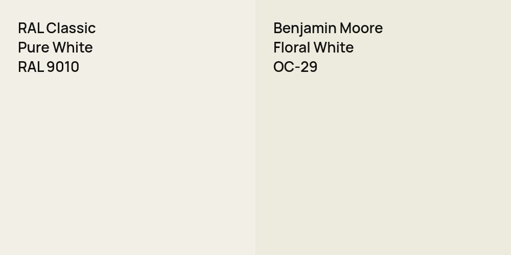 RAL Classic Pure White vs. Benjamin Moore Floral White