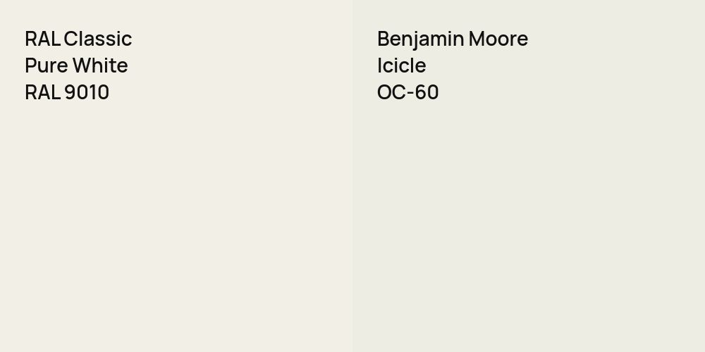 RAL Classic Pure White vs. Benjamin Moore Icicle