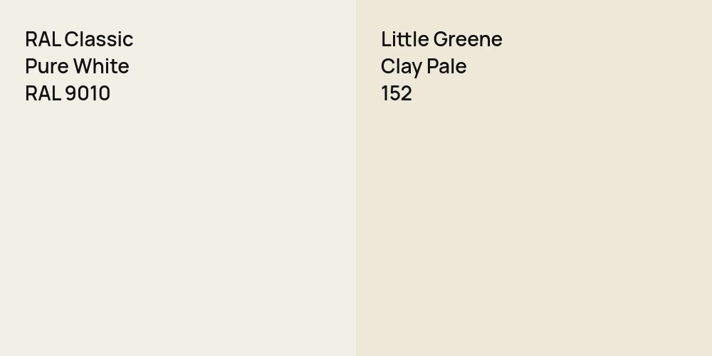 RAL Classic Pure White vs. Little Greene Clay Pale