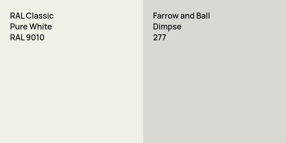 RAL Classic Pure White vs. Farrow and Ball Dimpse