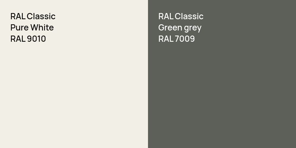 RAL Classic Pure White vs. RAL Classic  Green grey