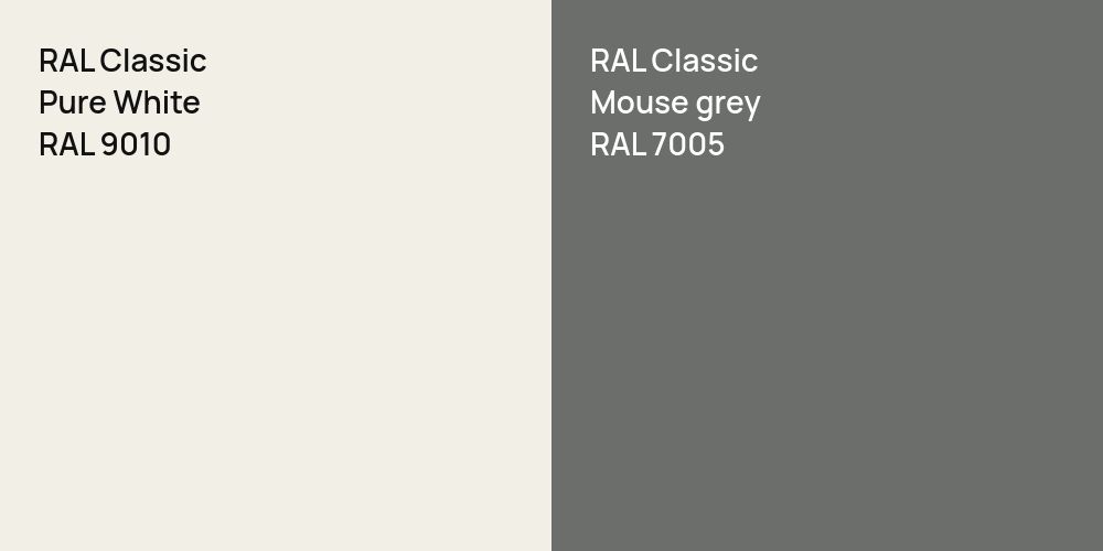 RAL Classic Pure White vs. RAL Classic  Mouse grey