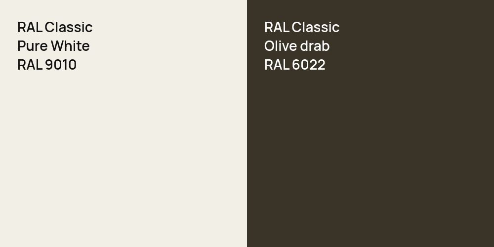 RAL Classic Pure White vs. RAL Classic  Olive drab