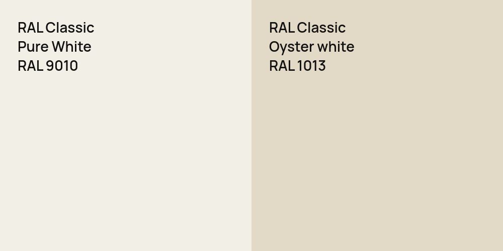 RAL Classic Pure White vs. RAL Classic  Oyster white