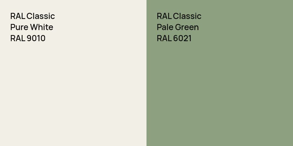 RAL Classic Pure White vs. RAL Classic Pale Green