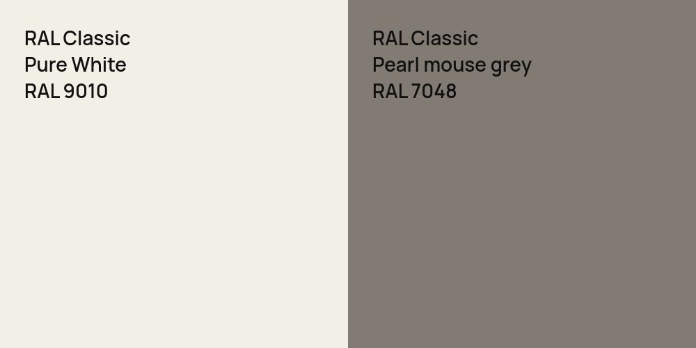 RAL Classic Pure White vs. RAL Classic  Pearl mouse grey