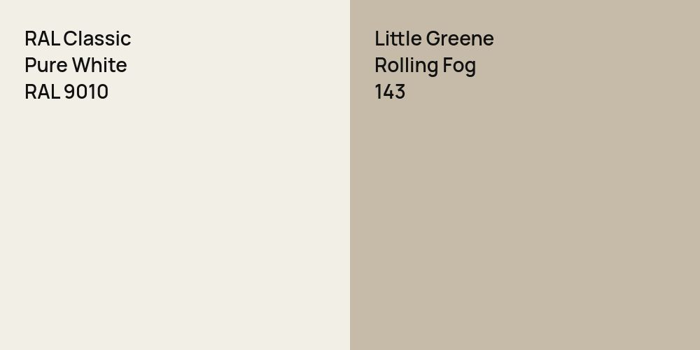 RAL Classic Pure White vs. Little Greene Rolling Fog