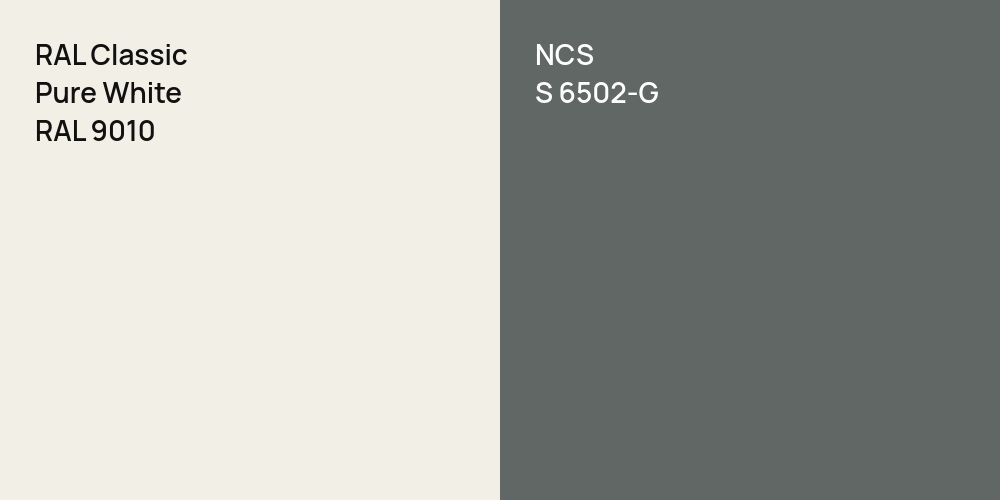 RAL Classic Pure White vs. NCS S 6502-G