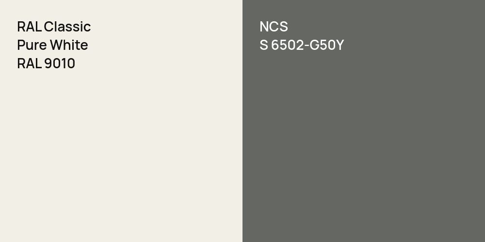 RAL Classic Pure White vs. NCS S 6502-G50Y