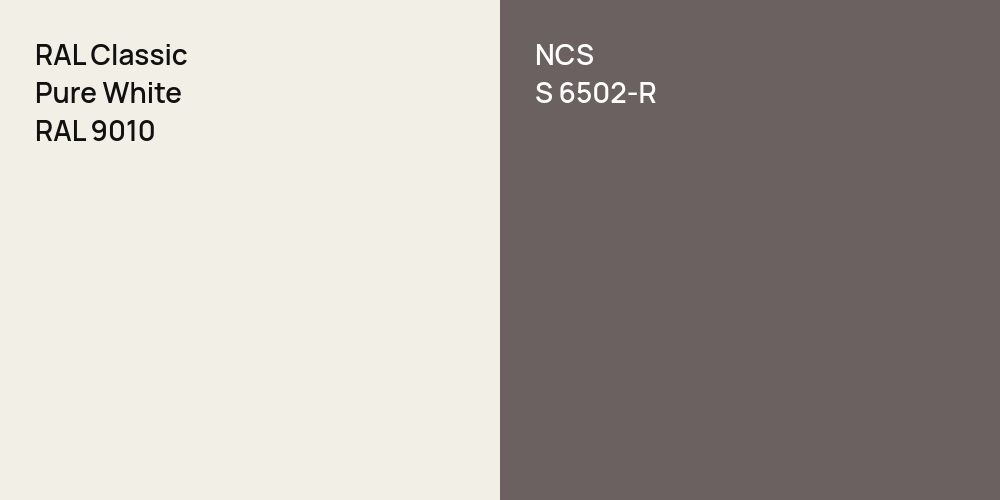 RAL Classic Pure White vs. NCS S 6502-R