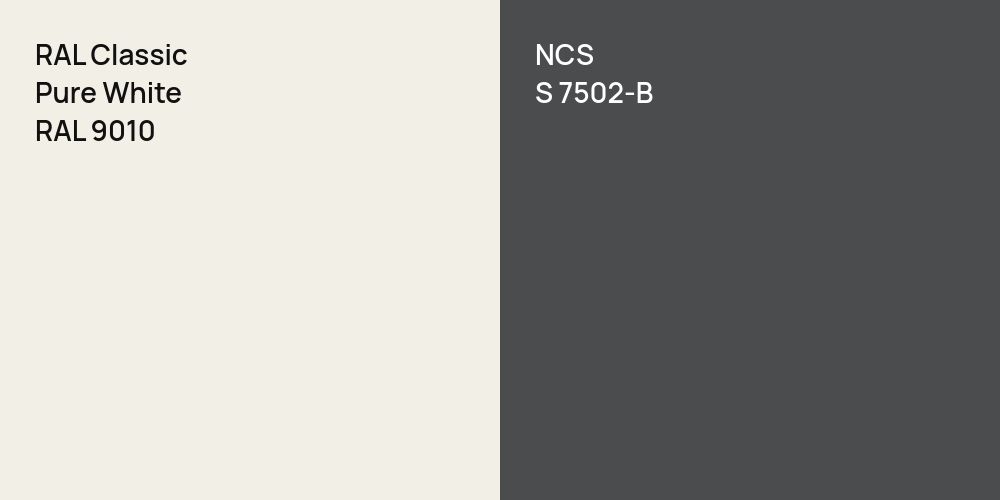 RAL Classic Pure White vs. NCS S 7502-B