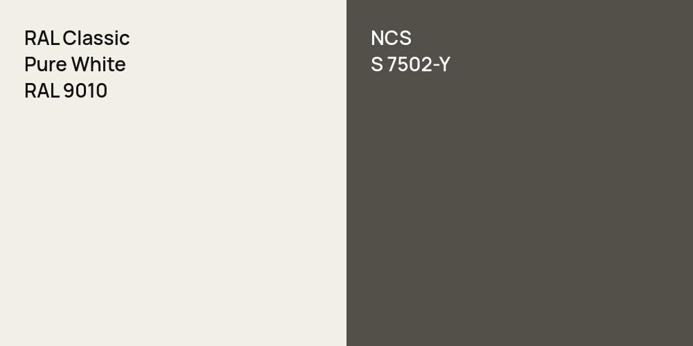 RAL Classic Pure White vs. NCS S 7502-Y