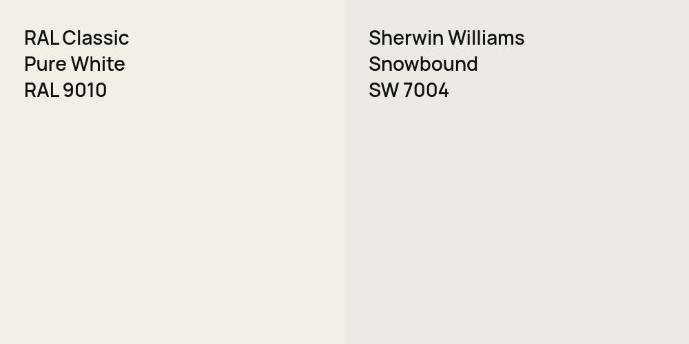 RAL Classic Pure White vs. Sherwin Williams Snowbound